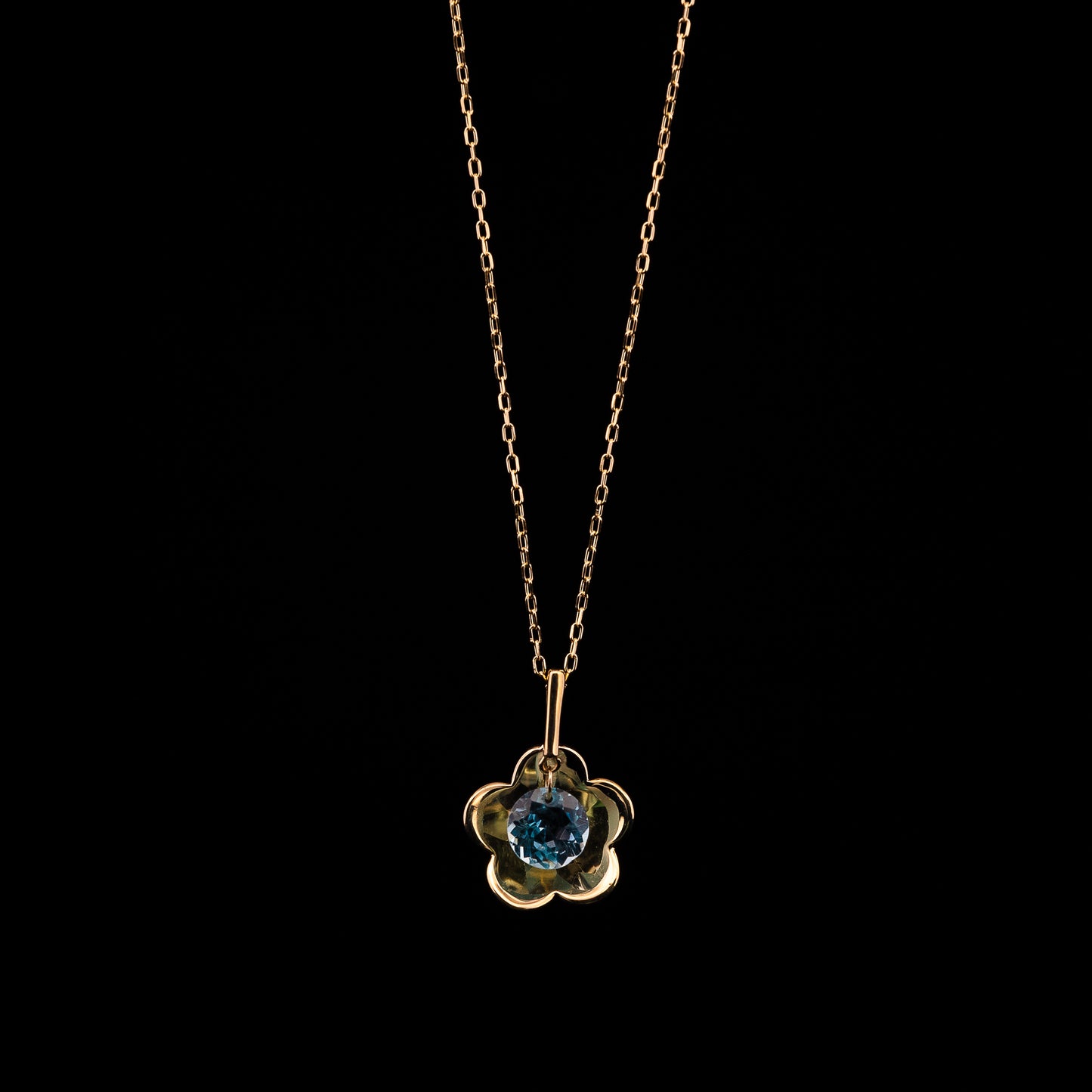 Gold Flower Blue Topaz