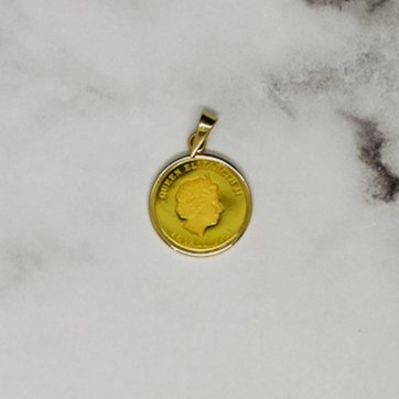 ツバル発行 エリザベス女王肖像 24K ゴールドコインペンダント(裏面:馬のデザイン) - obj - jewelry