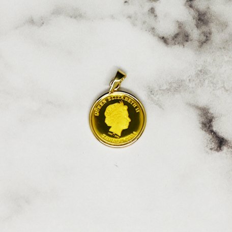 ツバル発行 エリザベス女王肖像 24K ゴールドコインペンダント(裏面:天使のデザイン) - obj - jewelry