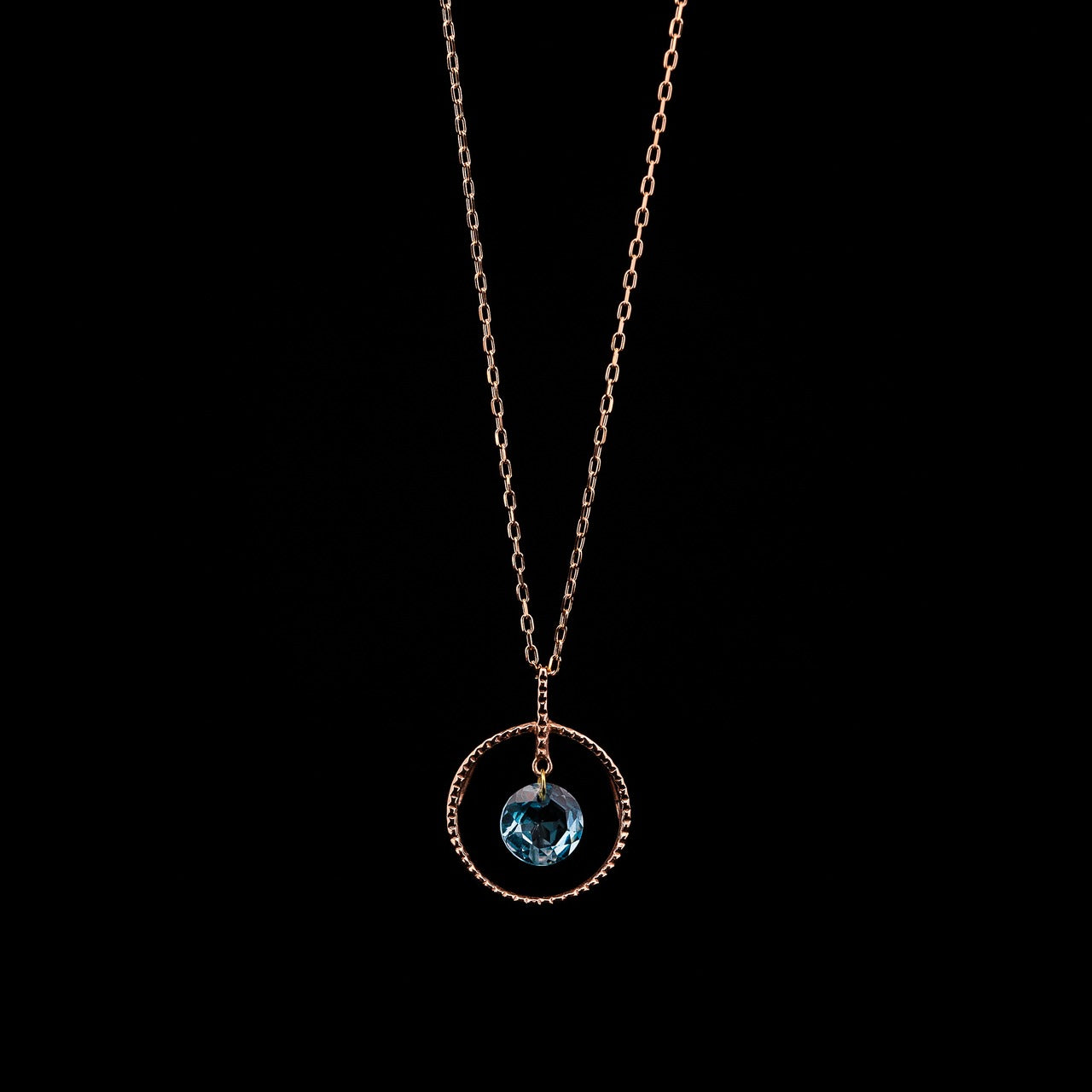 Gold Circle Blue Topaz