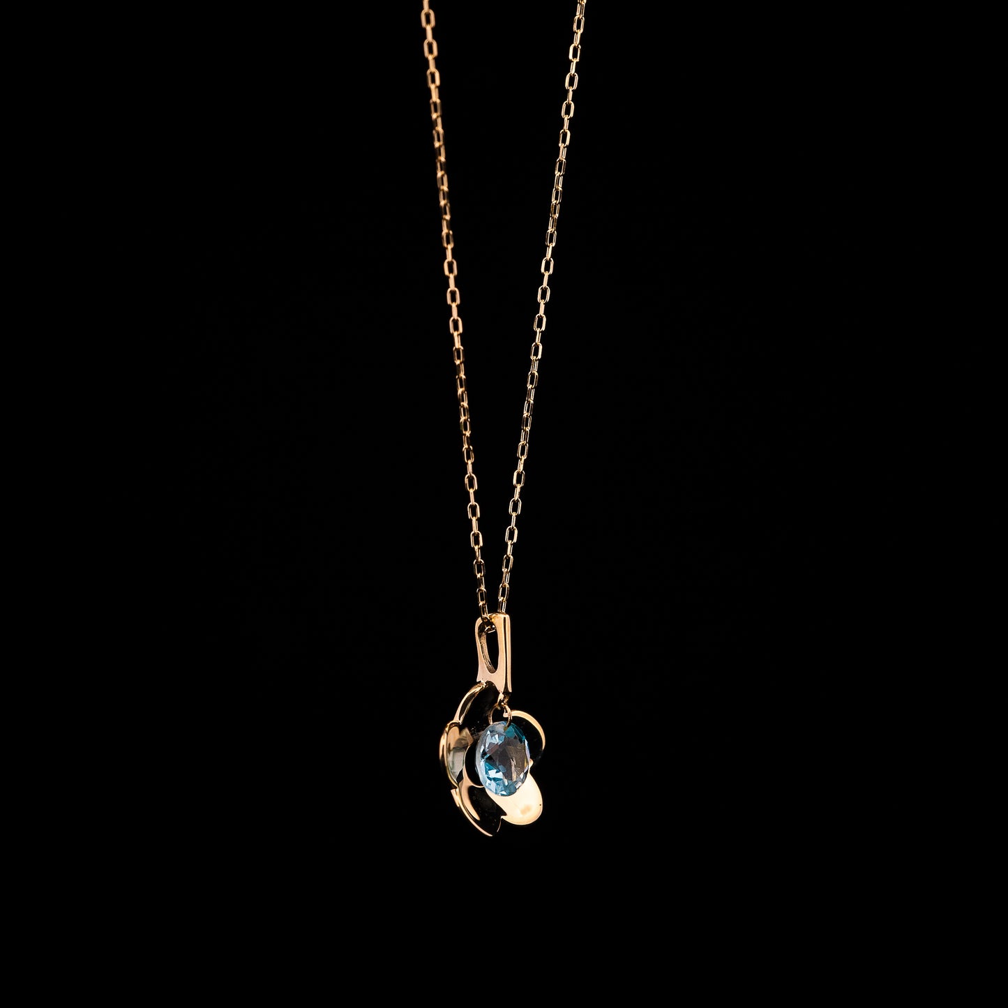 Gold Flower Blue Topaz