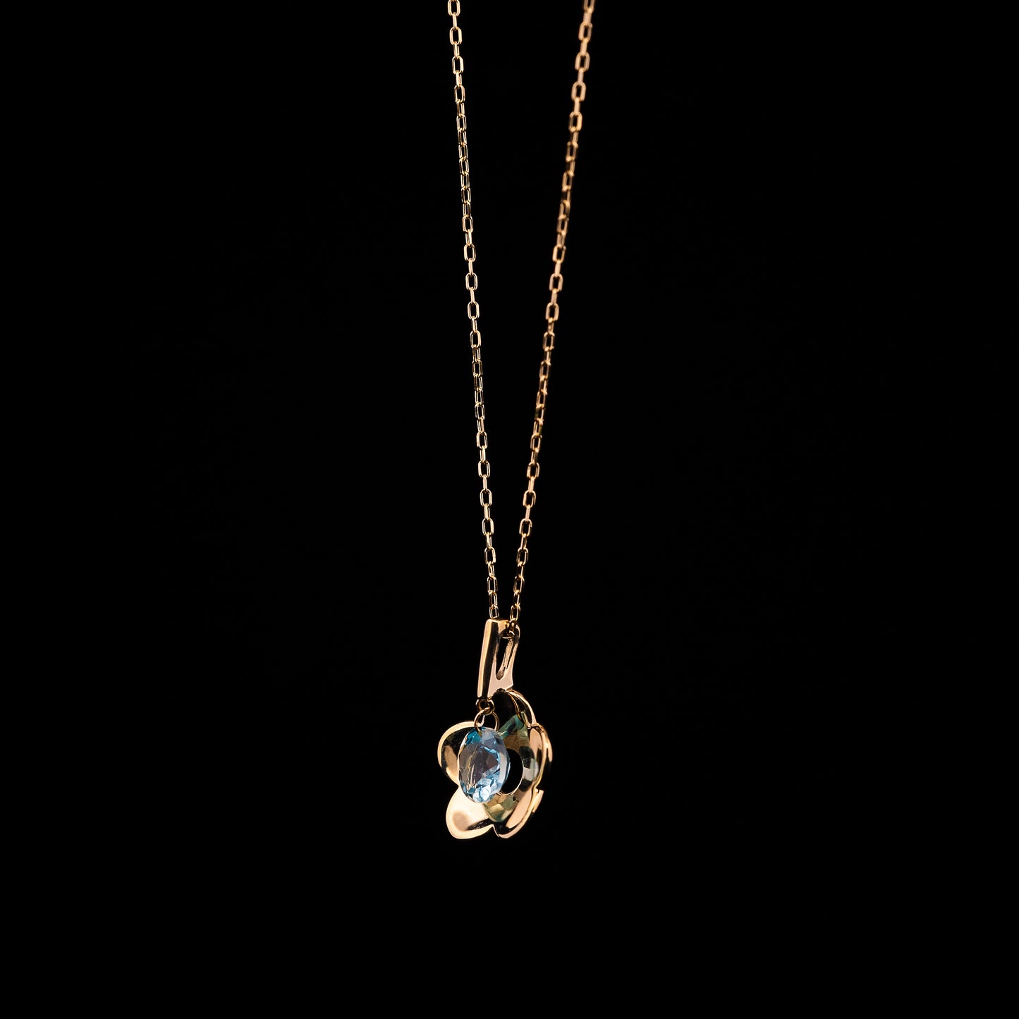 Gold Flower Blue Topaz