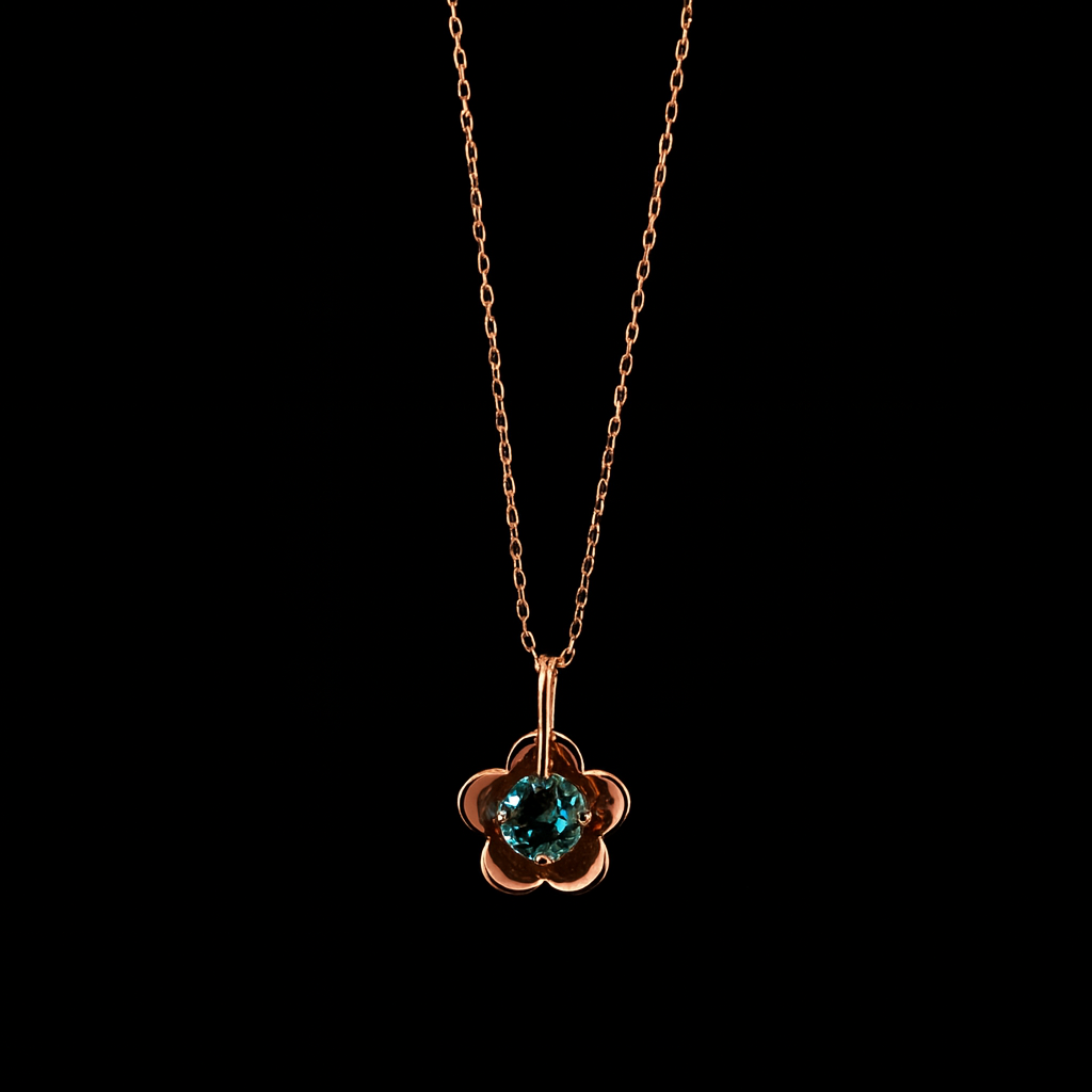 Gold Flower Blue Topaz