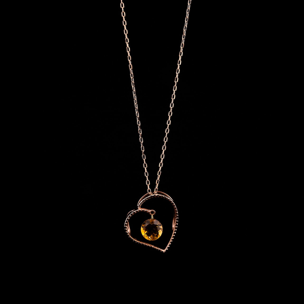 Gold Heart Circle Citrine