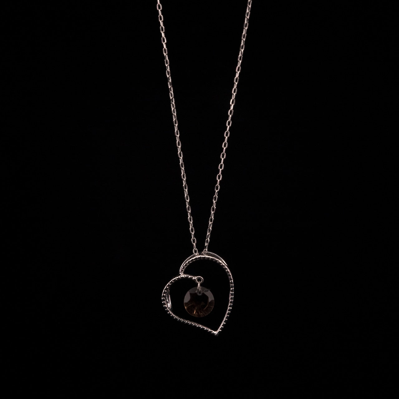 Gold Heart Circle Smoky Quartz