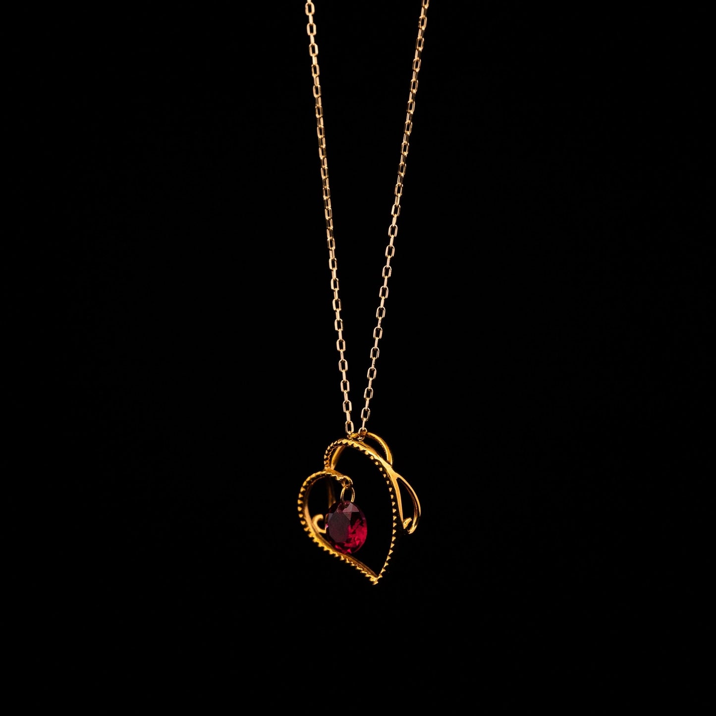 ゴールド ハートサークル ガーネット - obj - jewelry