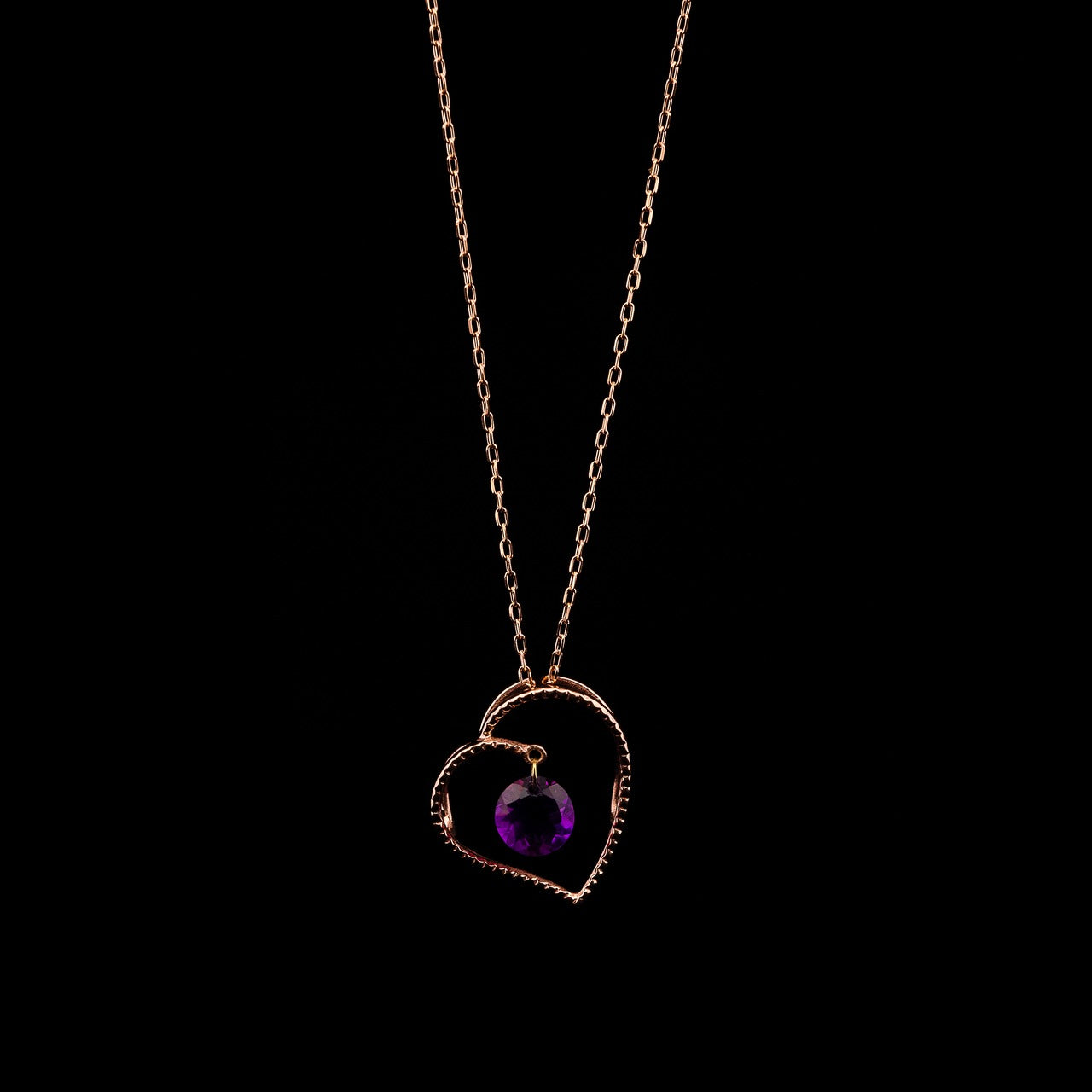 Gold Heart Circle Amethyst