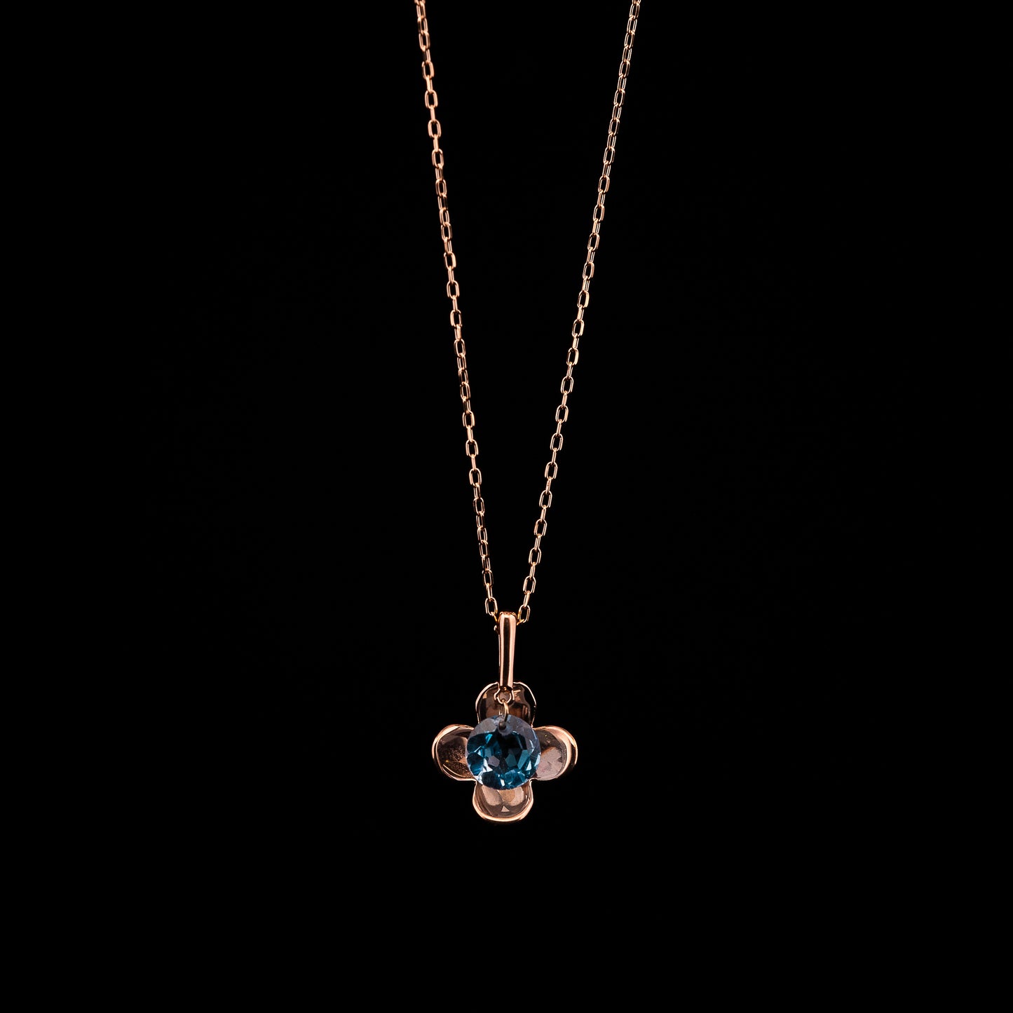 Pink Gold Flower Blue Topaz