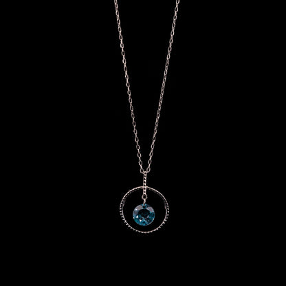 White Gold Circle Blue Topaz