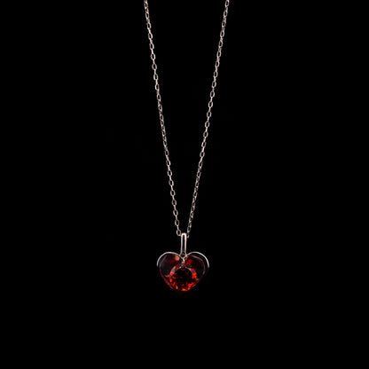 White Gold Heart Garnet