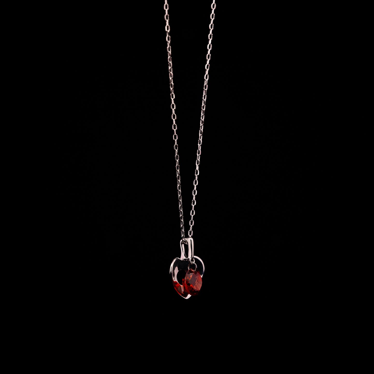 White Gold Heart Garnet