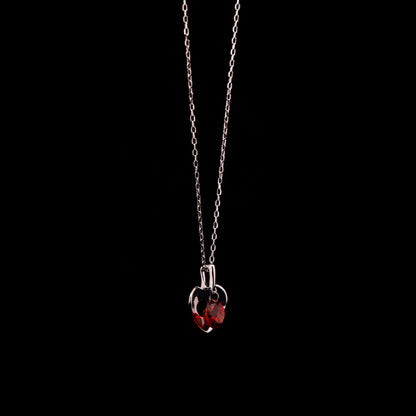 White Gold Heart Garnet