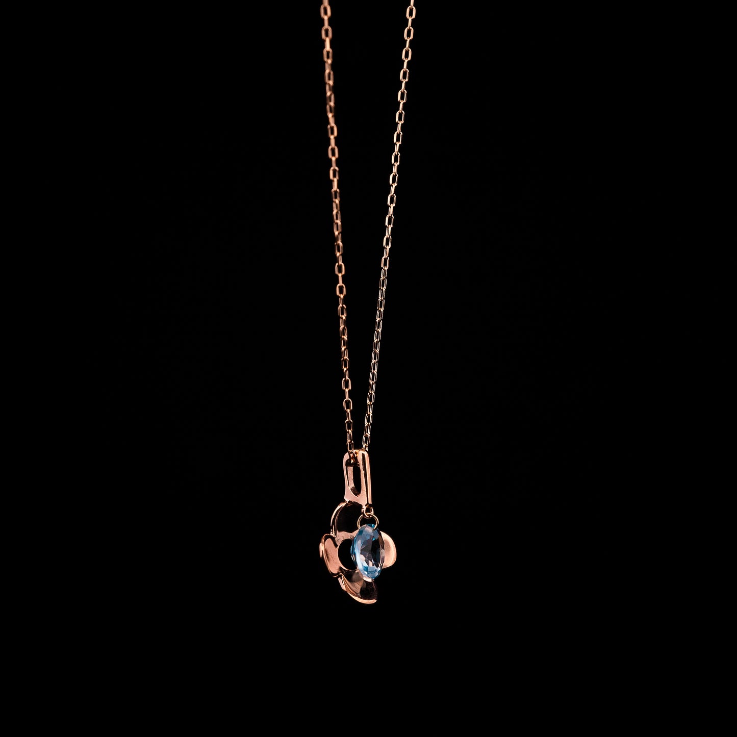 Pink Gold Flower Blue Topaz