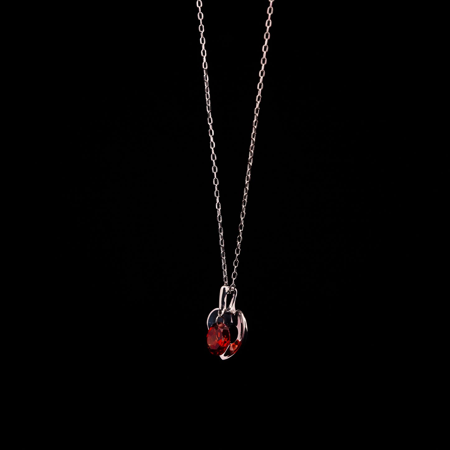 White Gold Heart Garnet