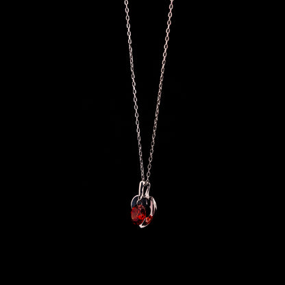 White Gold Heart Garnet