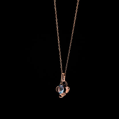 Pink Gold Flower Blue Topaz