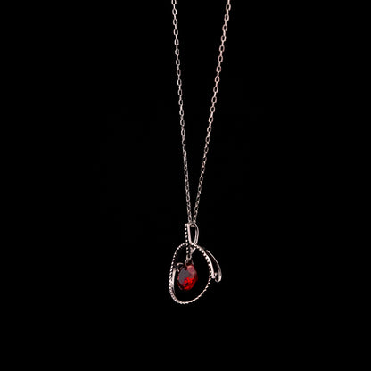 White Gold Circle Garnet