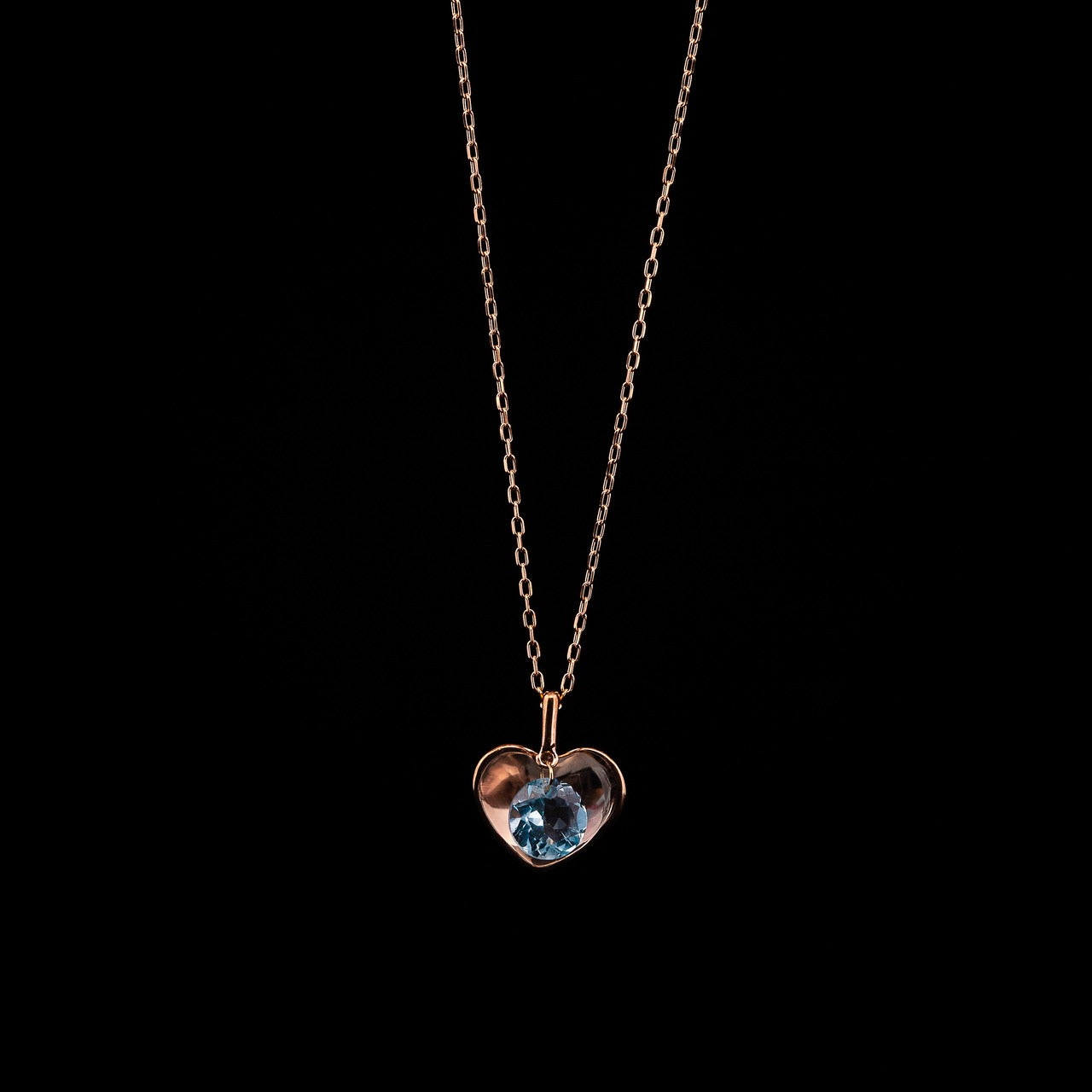 Gold Heart Blue Topaz