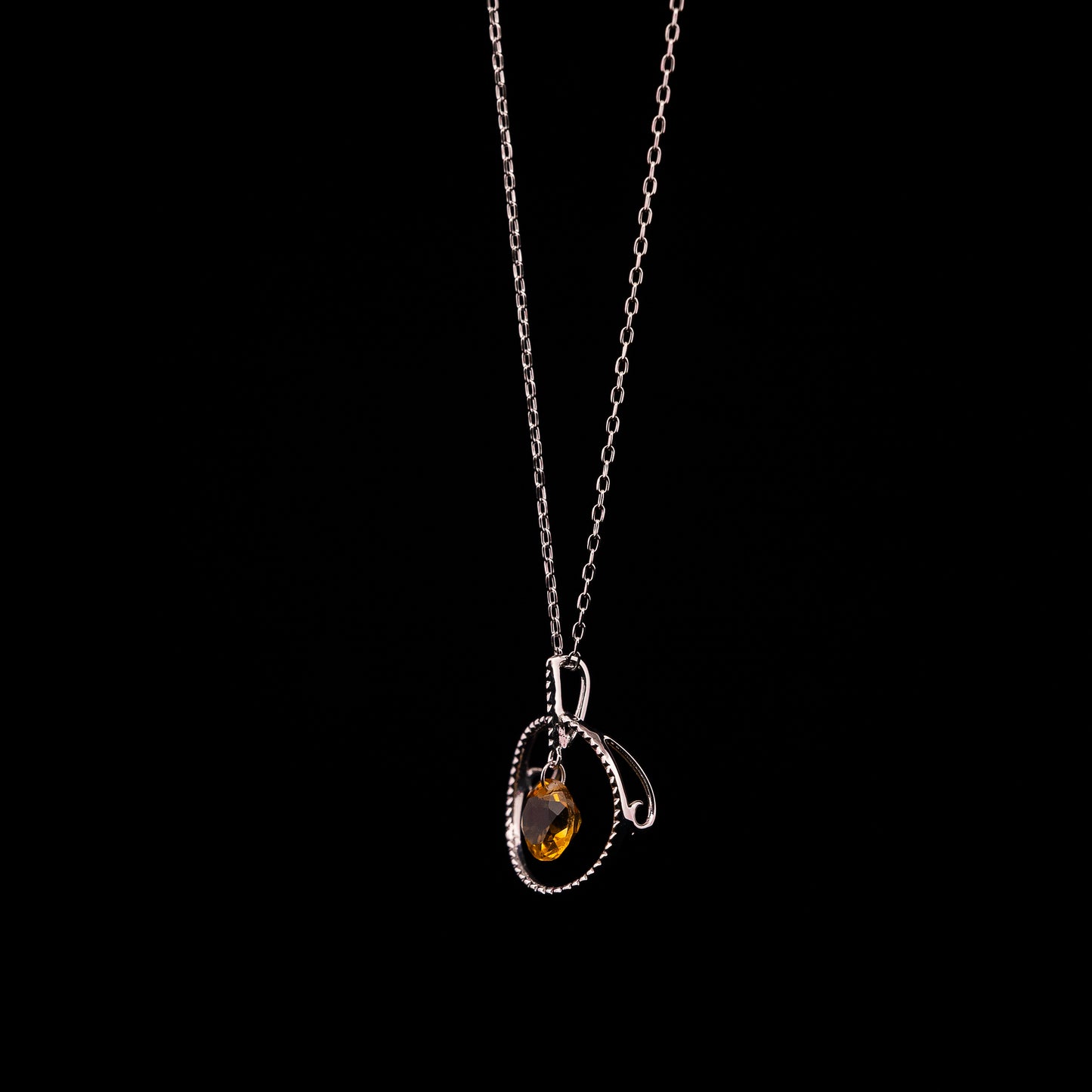 White Gold Circle Citrine