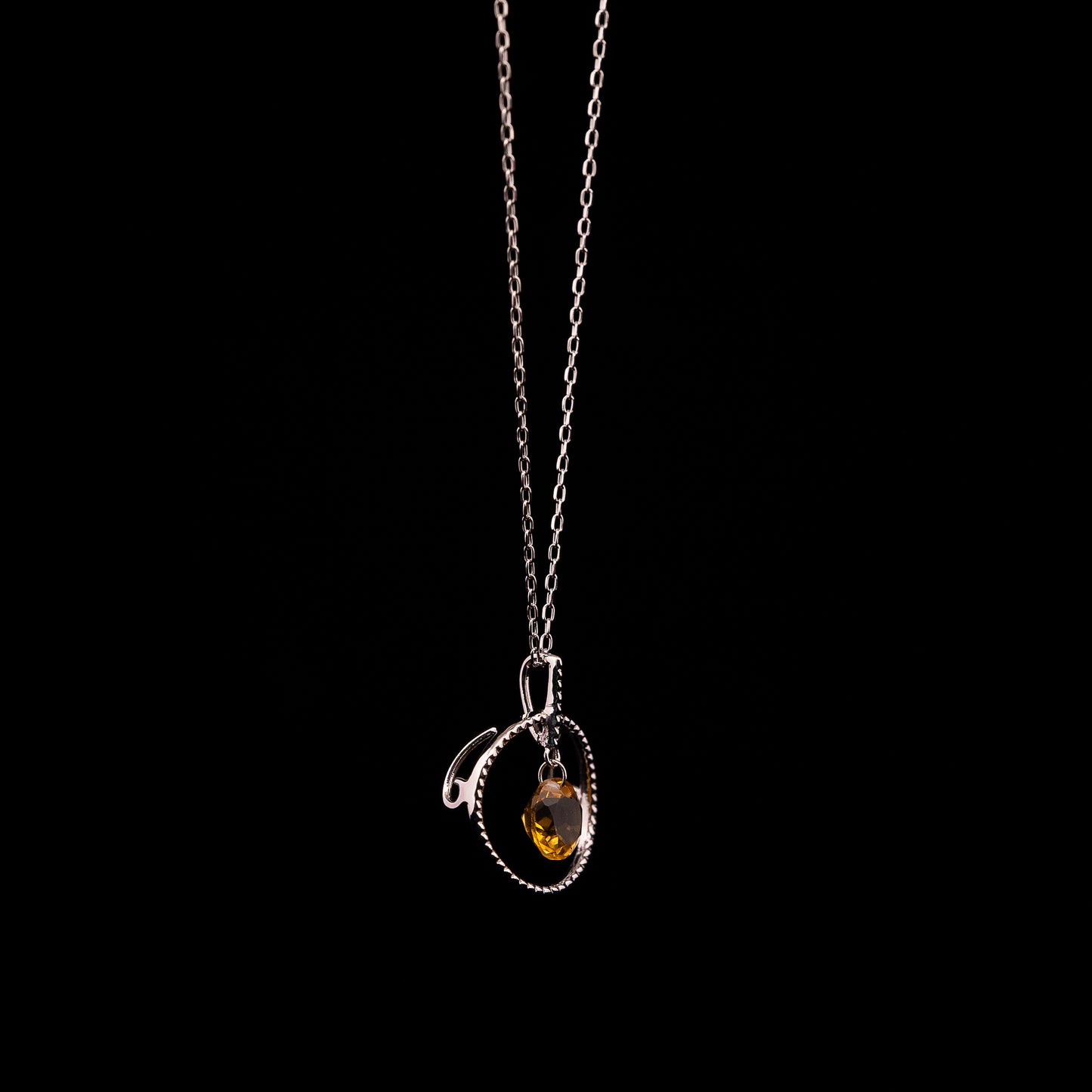 White Gold Circle Citrine