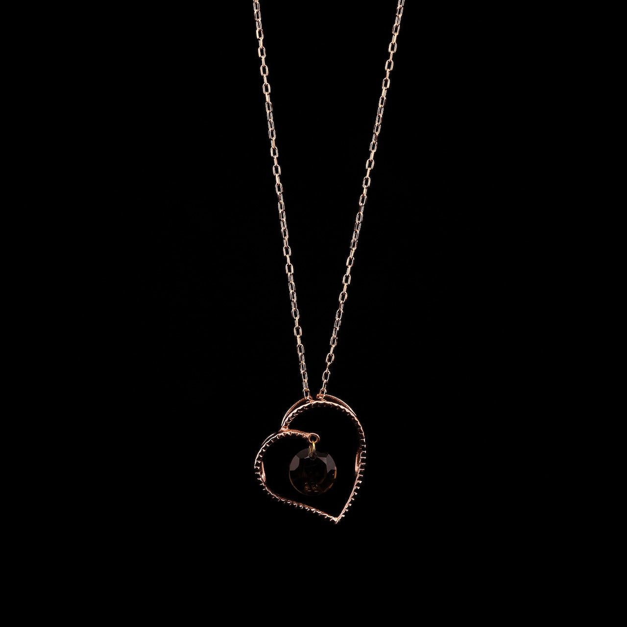 Gold Heart Circle Smoky Quartz
