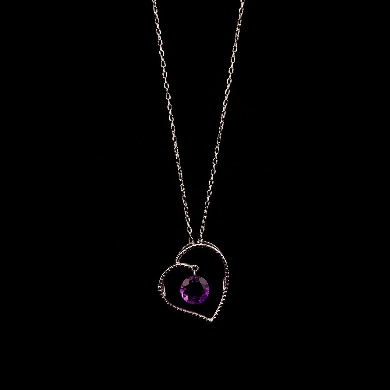 Gold Heart Circle Amethyst